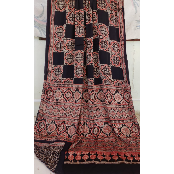 Ajrakh Block print Saree 